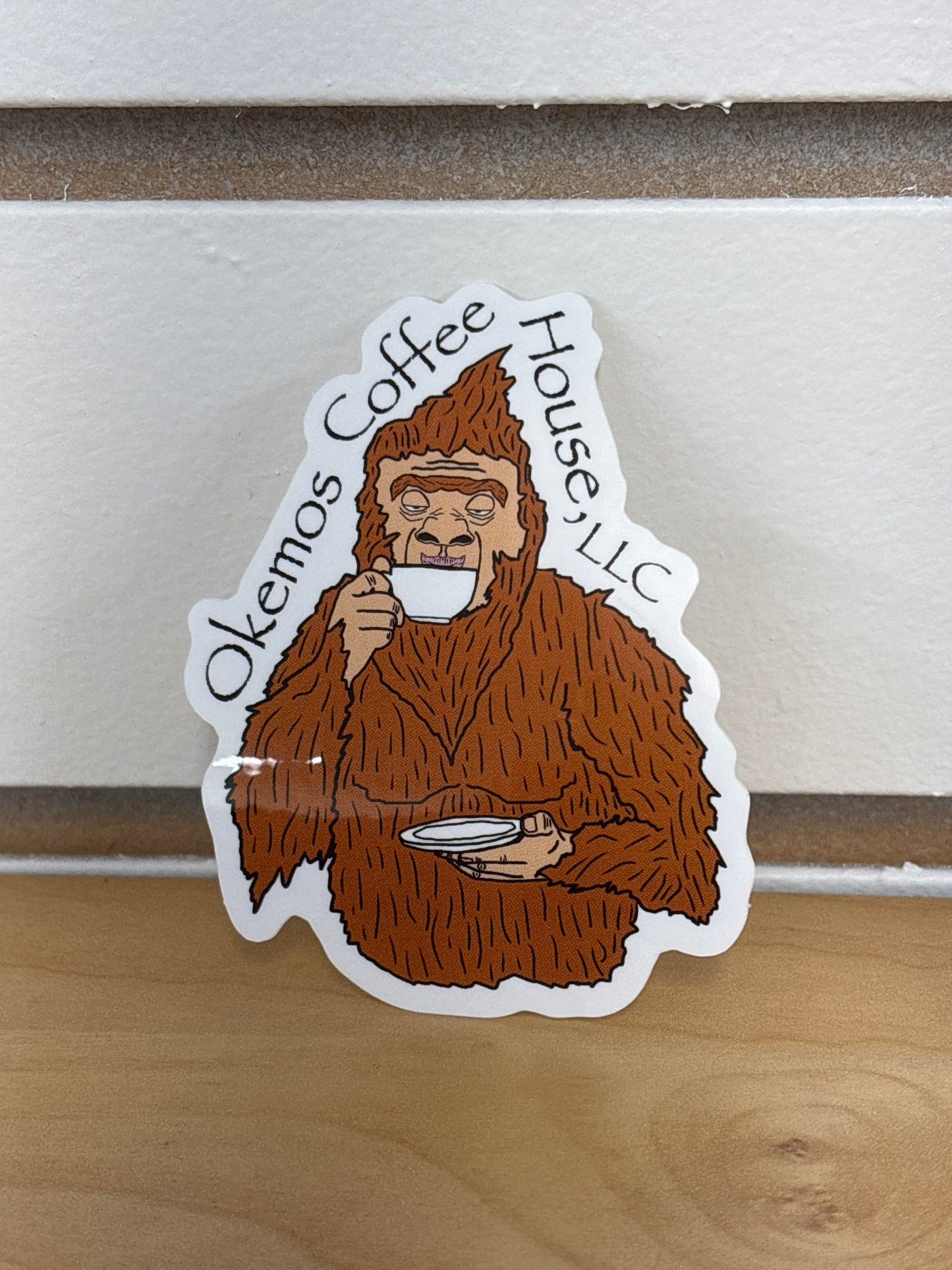 Okemos Coffee Shop Sticker, Sleepy Squatch