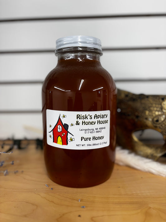 5 pound jar of Michigan honey.