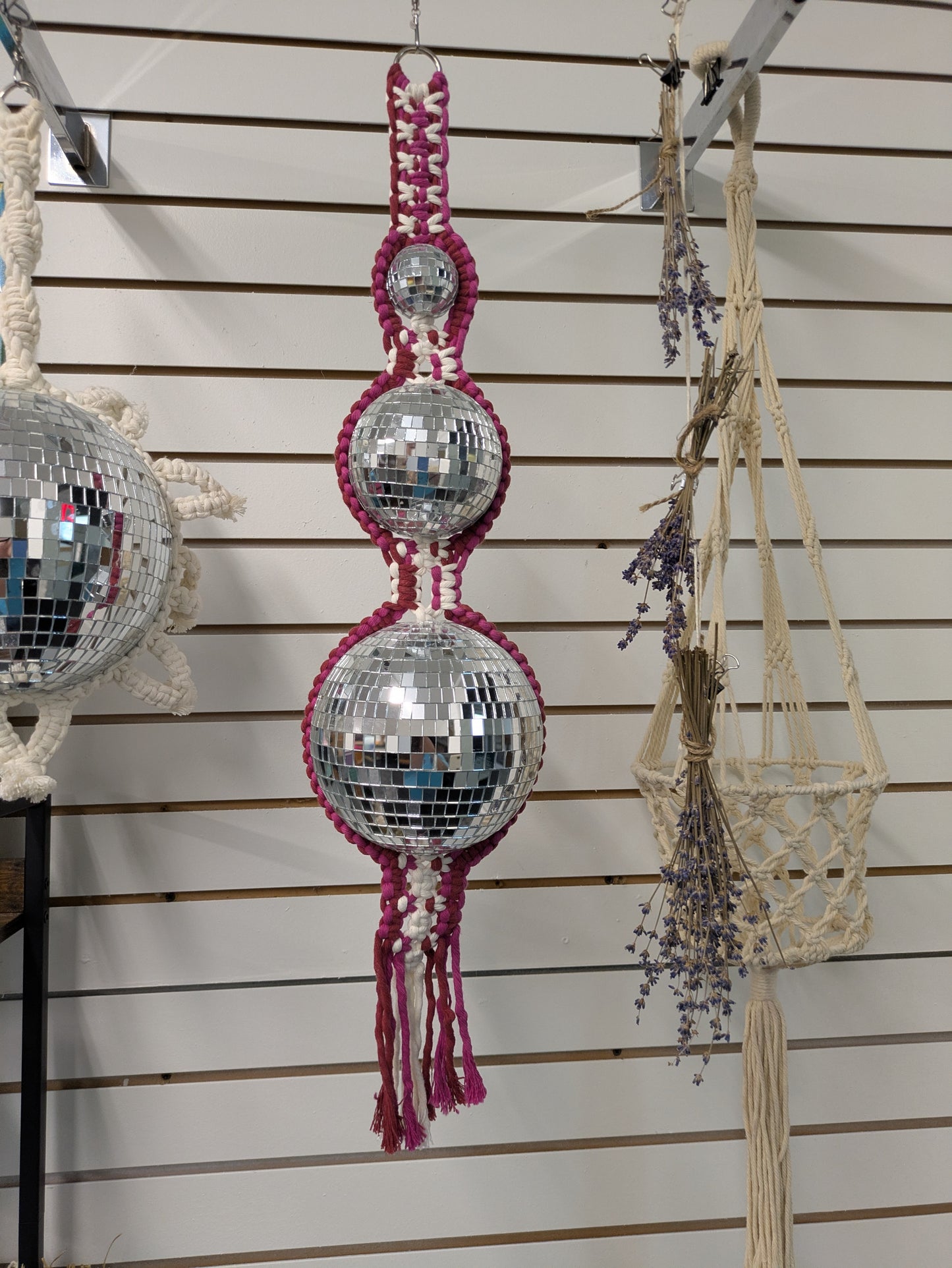 Disco ball macrame
