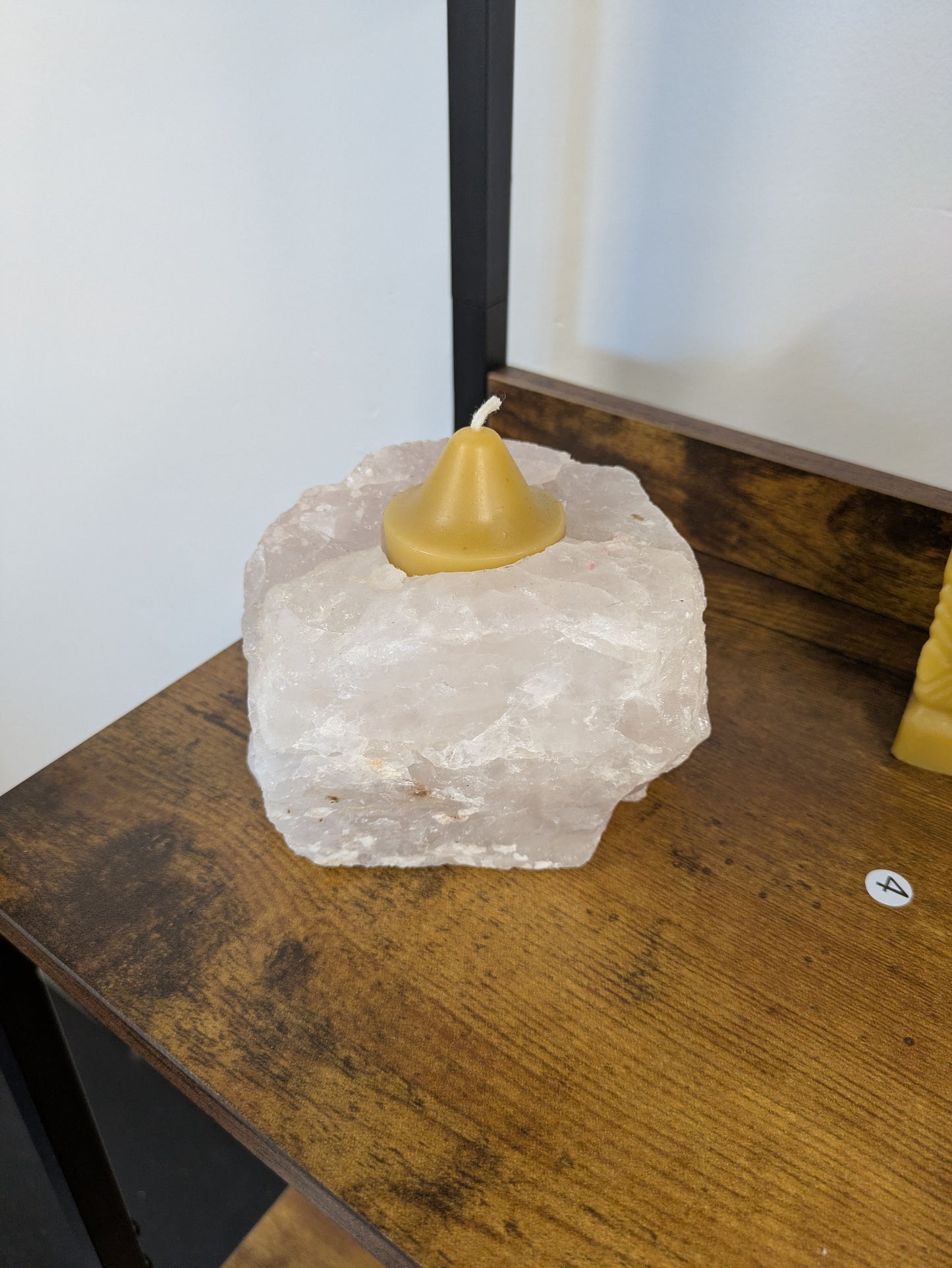 Rose quartz candle holder