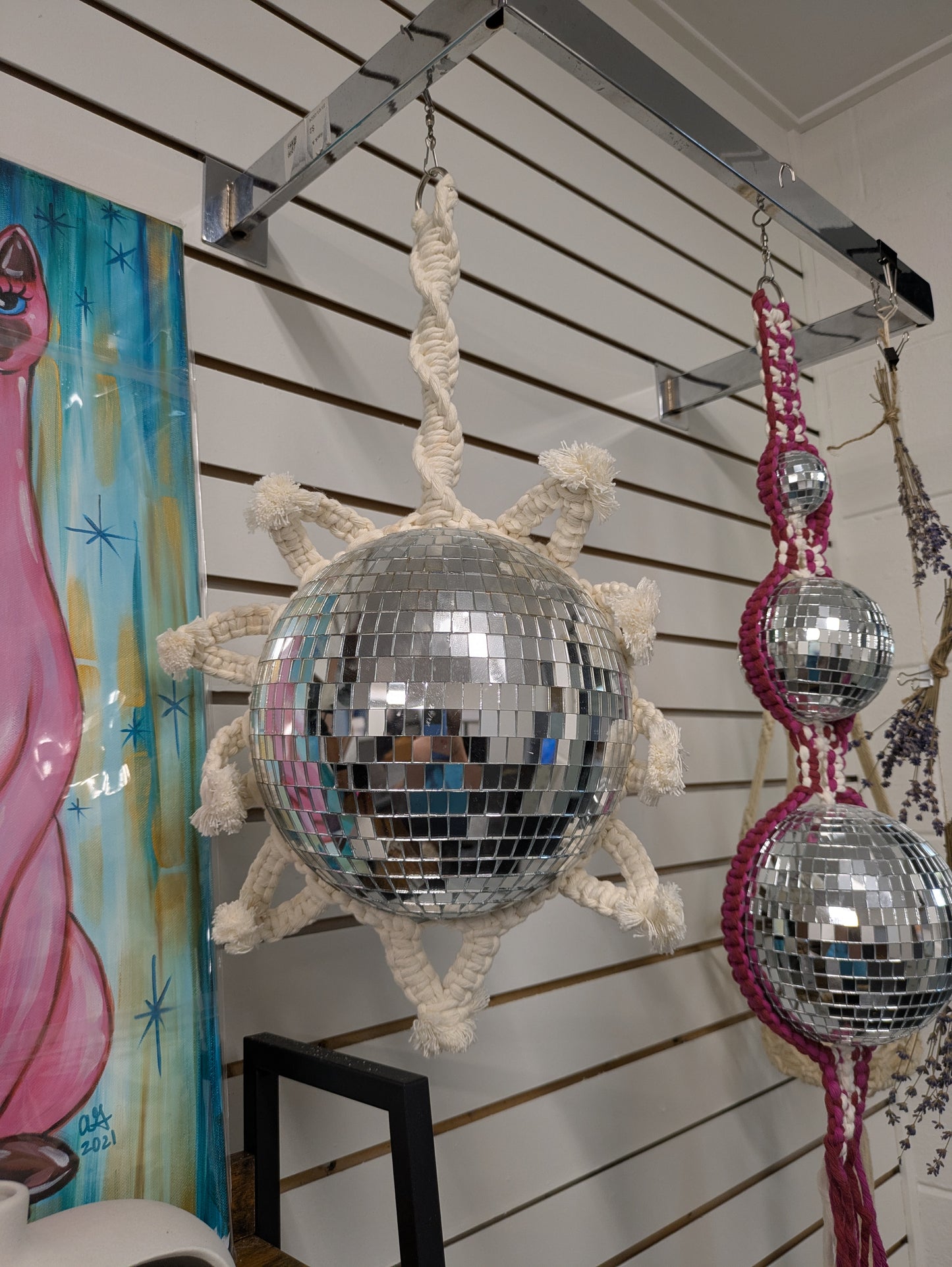 Disco ball macrame