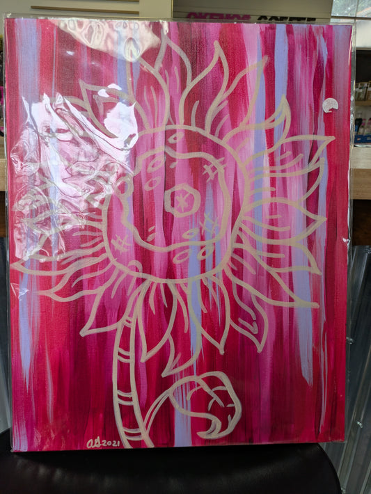 Original Red Cream Painting on Canvas- by Art of Adrienne