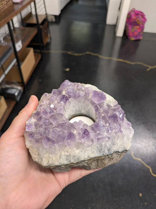 Amethyst candle holder